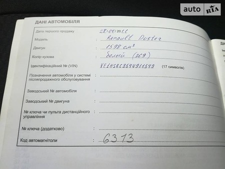 Renault Duster 2011  випуску Донецьк з двигуном 1.6 л бензин позашляховик механіка за 10000 долл. 