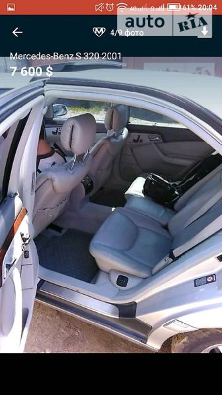 Mercedes-Benz S 320 2001  випуску Львів з двигуном 3.2 л  седан автомат за 7500 долл. 