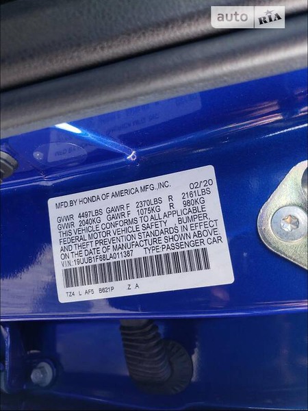 Acura TSX 2020  випуску Київ з двигуном 2.4 л бензин седан автомат за 7500 долл. 