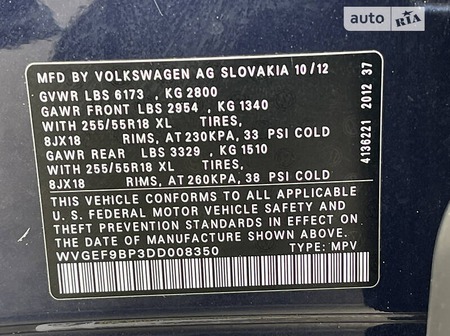 Volkswagen Touareg 2012  випуску Київ з двигуном 3.6 л бензин позашляховик автомат за 14900 долл. 